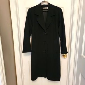 Women's Larry Levine / Levine Classics Black Wool Trench Coat, Size 2